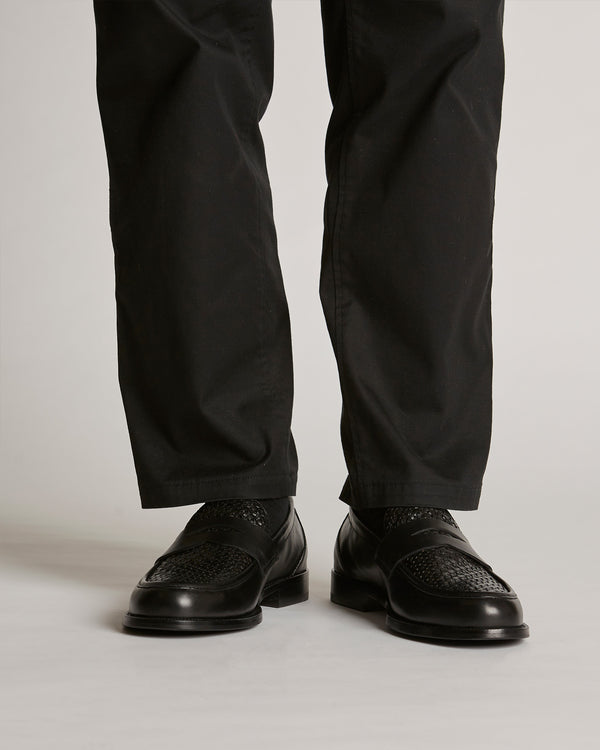 Dartmouth Black Weave Penny Loafers