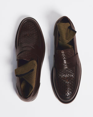 Dartmouth Brown Weave Penny Loafers