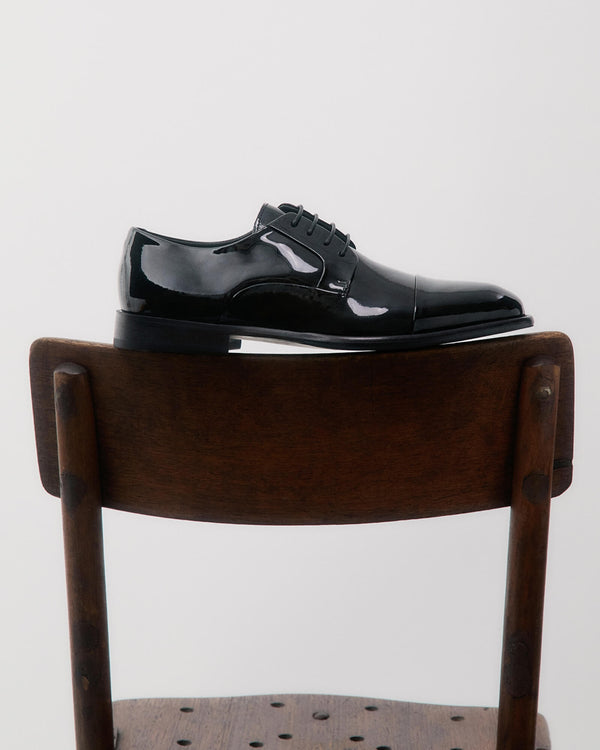 Grantham Patent Black Derby Shoes