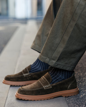 Radar Olive Suede Penny Loafers