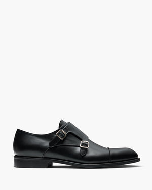 Baldwin Black Monk Strap Shoes