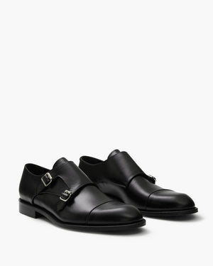 Baldwin Black Monk Strap Shoes