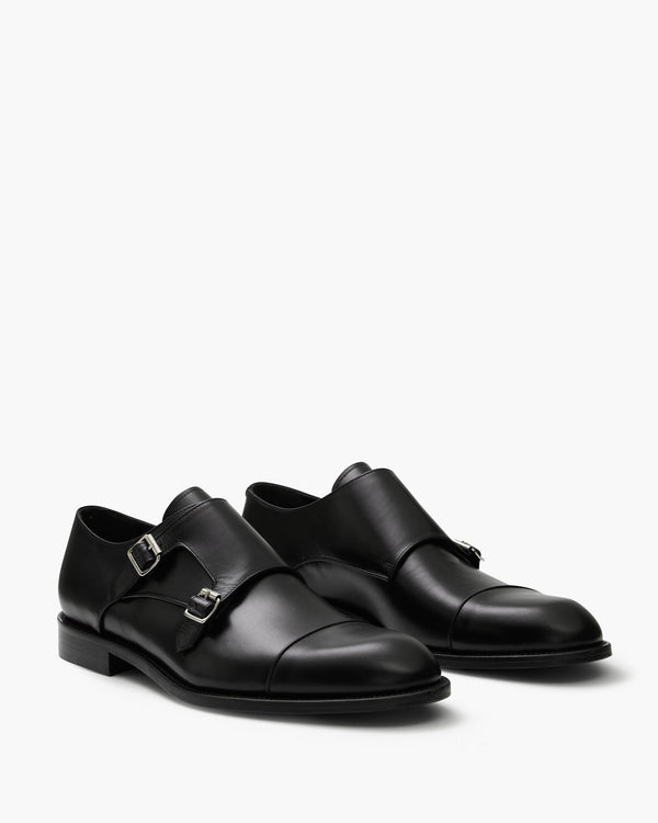 Baldwin Black Monk Strap Shoes