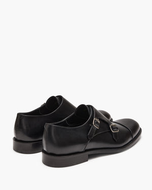 Baldwin Black Monk Strap Shoes