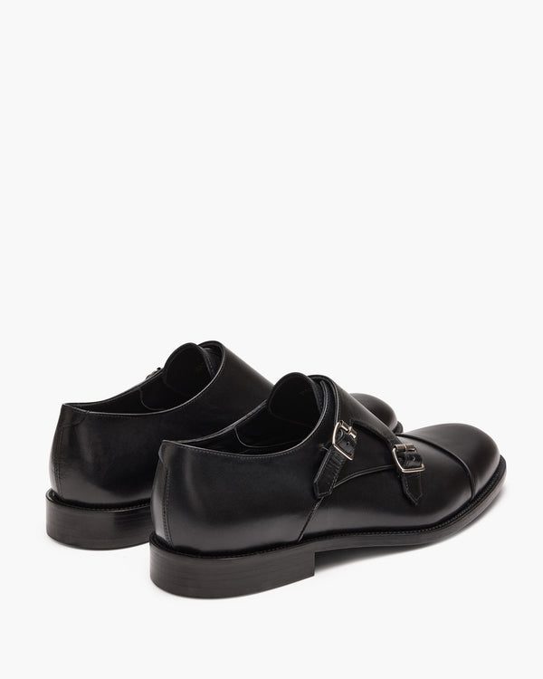 Baldwin Black Monk Strap Shoes