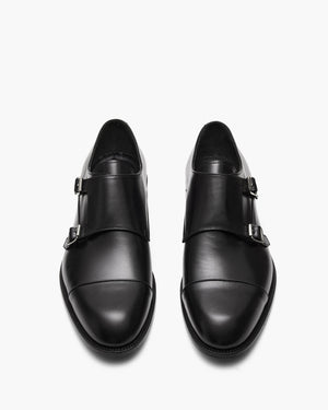 Baldwin Black Monk Strap Shoes
