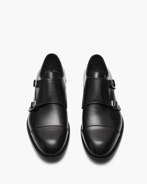 Baldwin Black Monk Strap Shoes