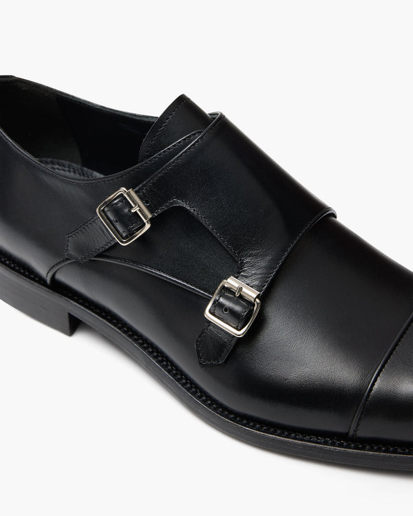Baldwin Black Monk Strap Shoes