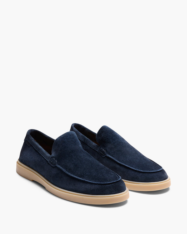 Breeze Navy Suede Slip On Shoes