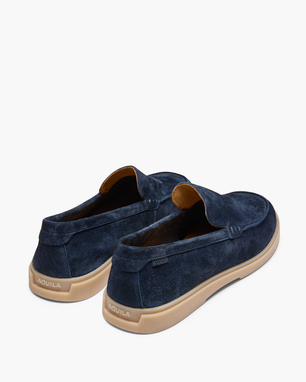 Breeze Navy Suede Slip On Shoes