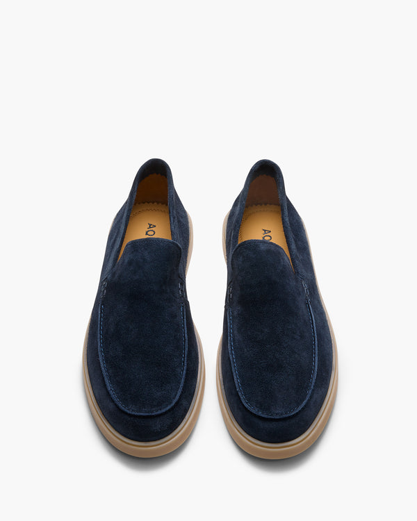 Breeze Navy Suede Slip On Shoes