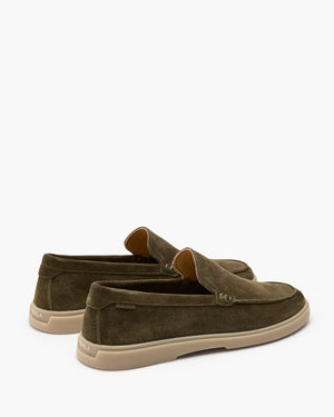 Breeze Olive Suede Slip On Shoes