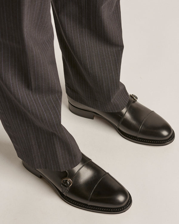 Bristol Black Monk Strap Shoes