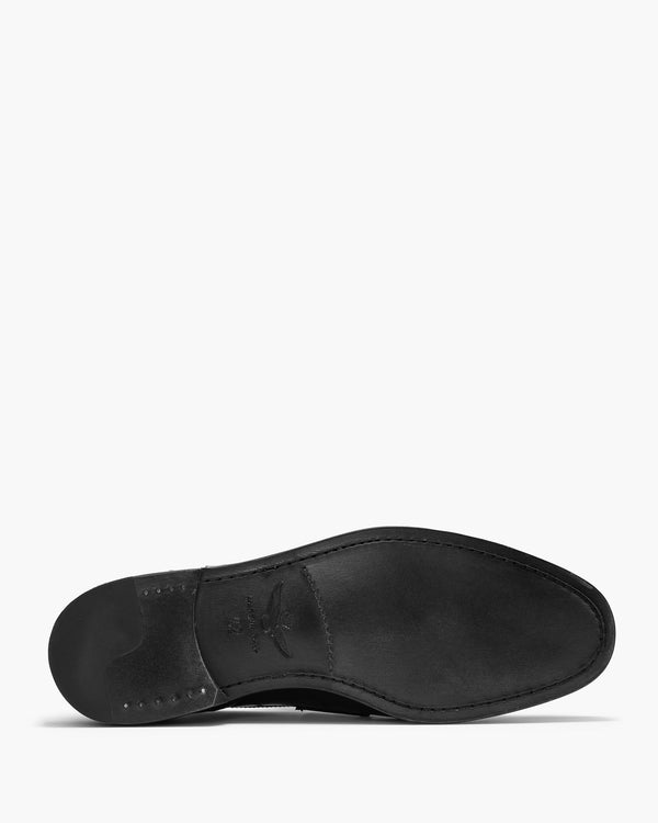 Caine Black Eel Penny Loafers
