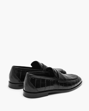 Caine Black Eel Penny Loafers
