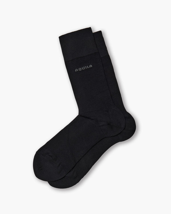 Aquila Black Cotton Socks - Twin Pack