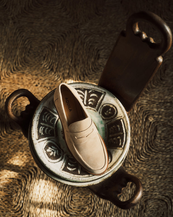 Dartmouth Sand Suede Penny Loafers