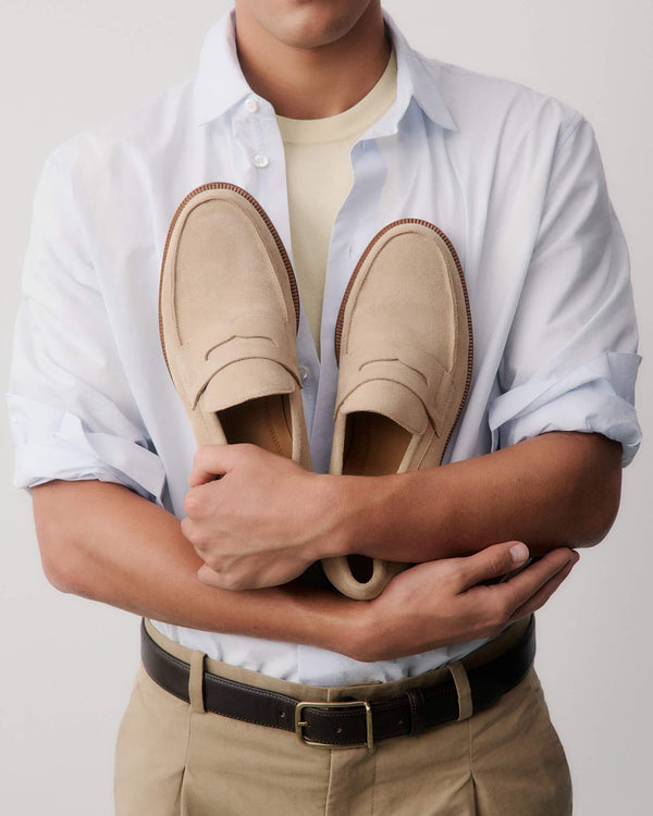 Dartmouth Sand Suede Penny Loafers