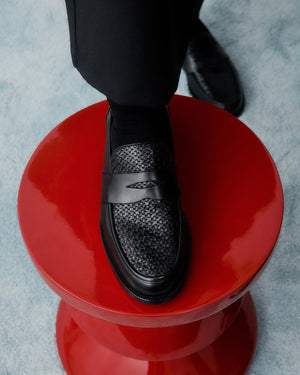 Dartmouth Black Weave Penny Loafers