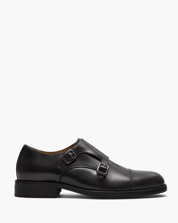 Davis Black Monk Strap Shoes