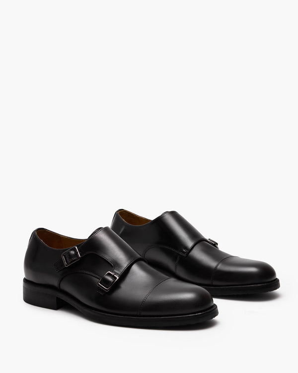Davis Black Monk Strap Shoes