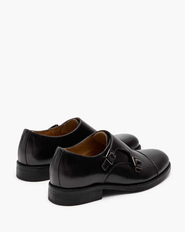Davis Black Monk Strap Shoes