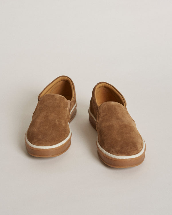 Deuce Cognac Suede Slip On Shoes