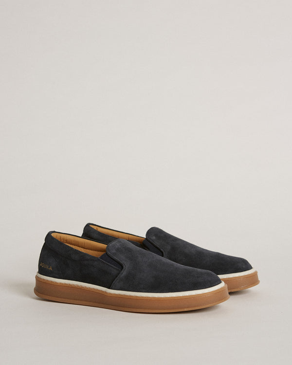 Deuce Navy Suede Slip On Shoes