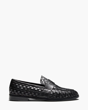 Elliot Black Weave Penny Loafers