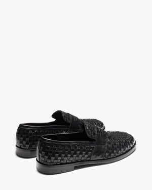 Elliot Black Weave Penny Loafers