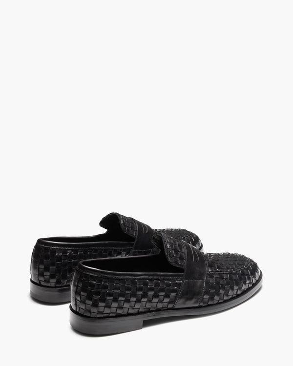 Elliot Black Weave Penny Loafers