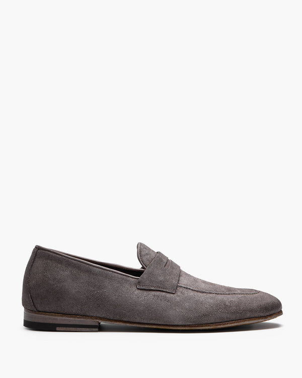 Ellis Charcoal Suede Penny Loafers
