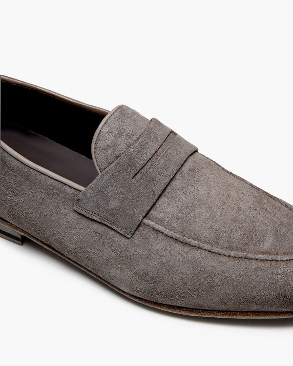 Ellis Charcoal Suede Penny Loafers