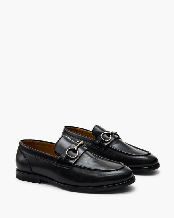 Elton Black Horsebit Loafers