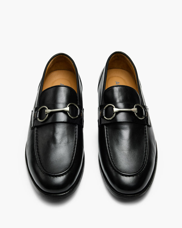 Elton Black Horsebit Loafers