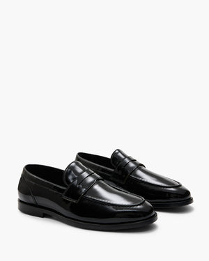Elton Patent Black Penny Loafers