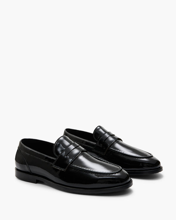 Elton Patent Black Penny Loafers