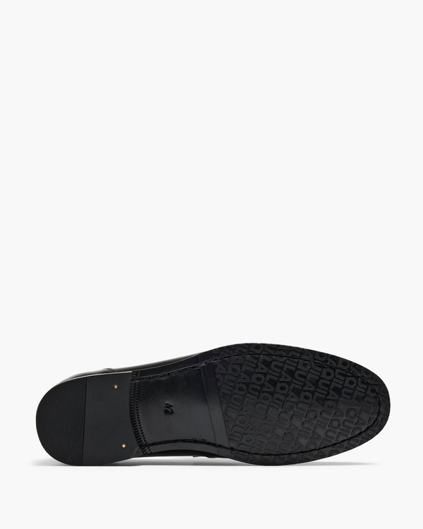 Elton Patent Black Penny Loafers