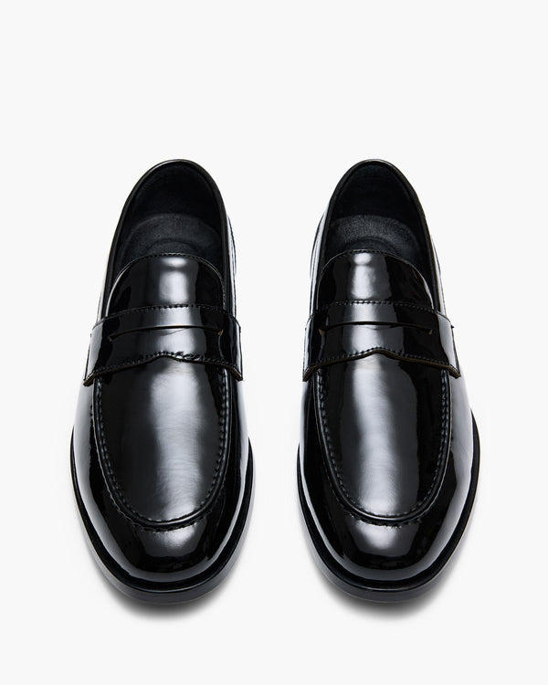 Elton Patent Black Penny Loafers