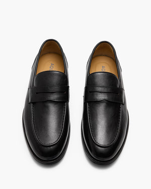 Elton Black Penny Loafers