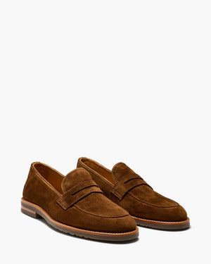 Emilio Brown Suede Penny Loafers