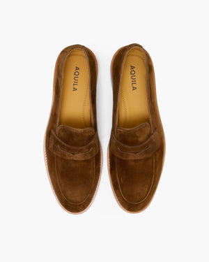 Emilio Brown Suede Penny Loafers