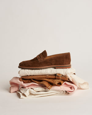 Emilio Brown Suede Penny Loafers