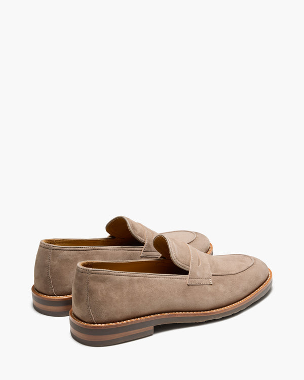 Emilio Taupe Suede Penny Loafers