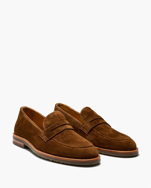 Emilio Brown Suede Penny Loafers