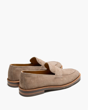 Emilio Taupe Suede Penny Loafers