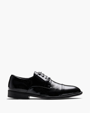 Grantham Patent Black Derby Shoes