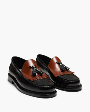 Hargreaves Black Tan Tassel Loafers