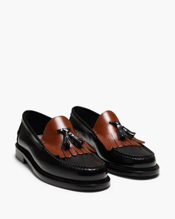 Hargreaves Black Tan Tassel Loafers