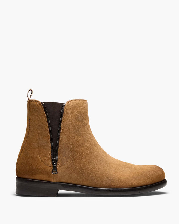 Lisbon Cognac Suede Zip Boots